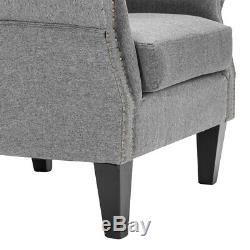 Occasional Wing Back Recliner Chair Fabric Button Fireside Armchair Living Room