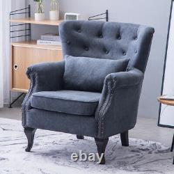 Occasional Wing Chair Fabric Accent Tuft High Back Armchair Fireside Living Room
