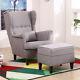 Occasional Wing Chair High Back Fabric Linen Tub Armchair Fireside+footstool Set