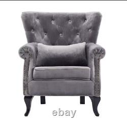 Occasional Wing Chair High Back Fabric Linen Tub Armchair Fireside Living Room