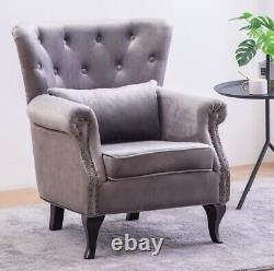 Occasional Wing Chair High Back Fabric Linen Tub Armchair Fireside Living Room