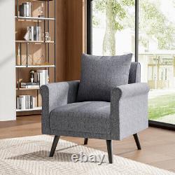 Occasional Wing Chair High Back Fabric Linen Tub Armchair Fireside Living Room