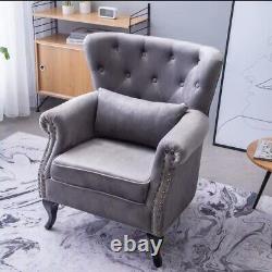 Occasional Wing Chair High Back Fabric Linen Tub Armchair Fireside Living Room