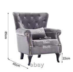 Occasional Wing Chair High Back Fabric Linen Tub Armchair Fireside Living Room