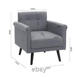 Occasional Wing Chair High Back Fabric Linen Tub Armchair Fireside Living Room