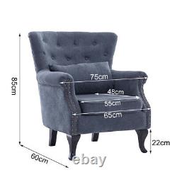 Occasional Wing Chair High Back Fabric Velvet Tub Armchair Fireside Living Room