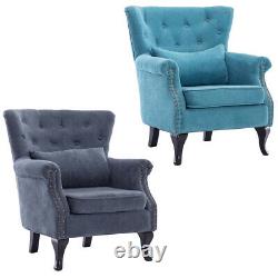 Occasional Wing Chair High Back Fabric Velvet Tub Armchair Fireside Living Room