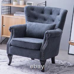 Occasional Wing Chair High Back Fabric Velvet Tub Armchair Fireside Living Room