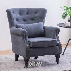 Occasional Wing Chair High Back Fabric Velvet Tub Armchair Fireside Living Room