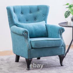 Occasional Wing Chair High Back Fabric Velvet Tub Armchair Fireside Living Room