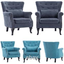 Occasional Wing Chair High Back Fabric Velvet Tub Armchair Fireside Living Room