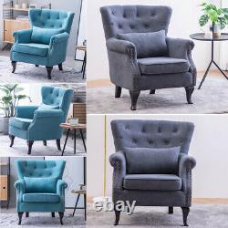 Occasional Wing Chair High Back Fabric Velvet Tub Armchair Fireside Living Room