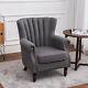 Occasional Wing Chair High Back Lounge Linen Fabric Tub Chair Fireside Armchairs