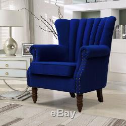 Occasional Wing Chair High Back Stud Fabric Tub Fireside Armchair Lounge Chair