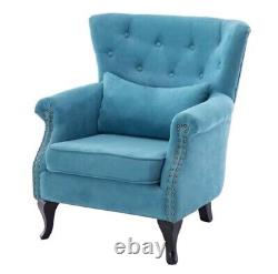 Occasional Wing Chair High Back Velvet Fabric Chair Fireside Armchair Lounge UK