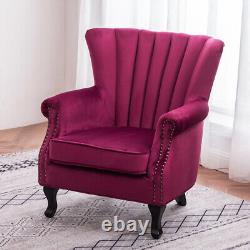 Occasional Wing Chair High Back Velvet Fabric Tub Armchair Fireside Living Room