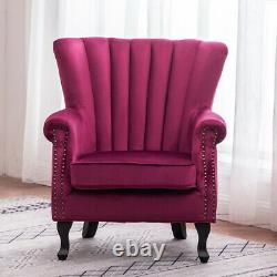 Occasional Wing Chair High Back Velvet Fabric Tub Armchair Fireside Living Room