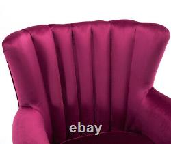 Occasional Wing Chair High Back Velvet Fabric Tub Armchair Fireside Living Room