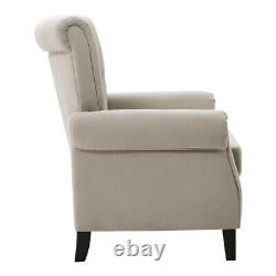 Occasional Wing Chair High Back Velvet Fabric Tub Chair Fireside Armchair Creamy