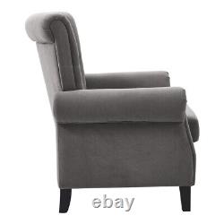 Occasional Wing Chair High Back Velvet Fabric Tub Chair Fireside Armchair Lounge