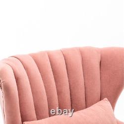 Occasional Wing Chair Matte Velvet Tub Armchair Fireside Sofa with Footrest Lounge