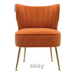 Orange Velvet Cocktail Accent Chair Wing Back Armchair Fireside Room Single Sofa