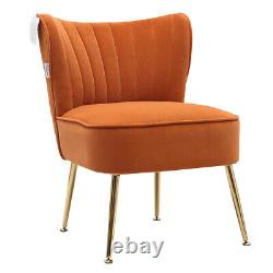 Orange Velvet Cocktail Accent Chair Wing Back Armchair Fireside Room Single Sofa