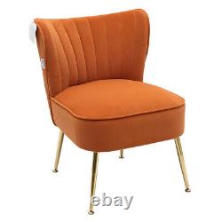 Orange Velvet Cocktail Accent Chair Wing Back Armchair Fireside Room Single Sofa
