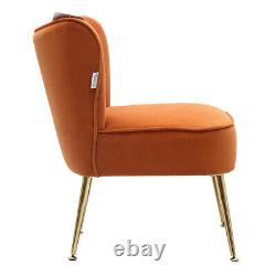 Orange Velvet Cocktail Accent Chair Wing Back Armchair Fireside Room Single Sofa