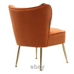 Orange Velvet Cocktail Accent Chair Wing Back Armchair Fireside Room Single Sofa