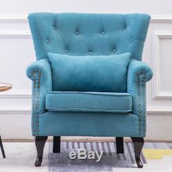 Orthopeadic Soft Fabric Wing Back Chair Armchair Fireside Queen Anne Legs Sofa