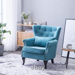 Orthopeadic Soft Fabric Wing Back Chair Armchair Fireside Queen Anne Legs Sofa