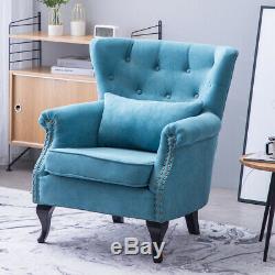 Orthopeadic Soft Fabric Wing Back Chair Armchair Fireside Queen Anne Legs Sofa