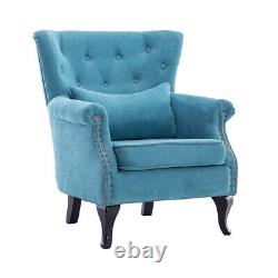 Orthopeadic Soft Fabric Wing Back Chair Armchair Fireside Queen Anne Legs Sofa