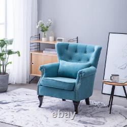 Orthopeadic Soft Fabric Wing Back Chair Armchair Fireside Queen Anne Legs Sofa