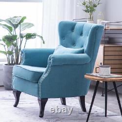 Orthopeadic Soft Fabric Wing Back Chair Armchair Fireside Queen Anne Legs Sofa