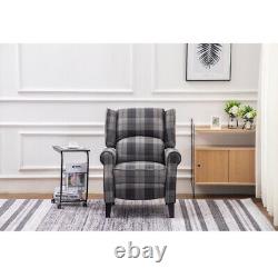 Orthopeadic Tartan Armchair Grey Fabric Sherlock High Back Chair Sofa Fireside
