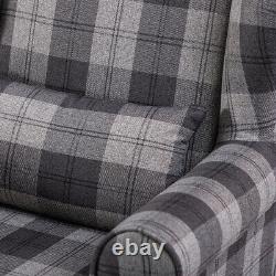 Orthopeadic Tartan Fabric High Wing Back Chair Checked Fireside Winged Armchair