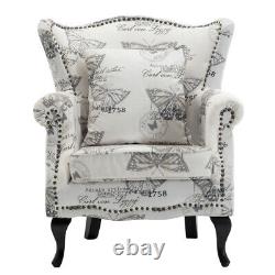 Orthopedic Armchair Fabric Wing Back Queen Anne Fireside Sofa Soft Accent Chairs