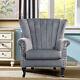 Orthopedic Upholstered Oyster Back Fireside Lounge Sofa Chair Velvet Armchair