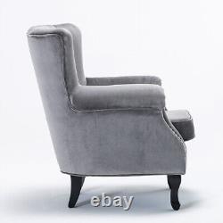 Orthopedic Upholstered Oyster Back Fireside Lounge Sofa Chair Velvet Armchair