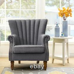 Orthopedic Upholstered Wing Back Fireside Lounge Sofa Chair Fabric Armchair Seat