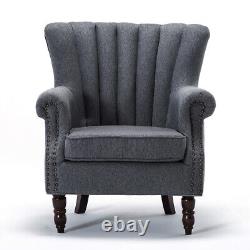 Orthopedic Upholstered Wingback Fireside Lounge Sofa Chair Linen Fabric Armchair