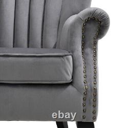 Orthopedic Wing Back Armchair Upholstered Velvet Lounge Fireside Sofa Chair Seat