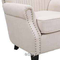 Orthopedic Wing Back Recliner Chair Fabric Studded Fireside Occasional Armchair