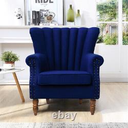 Orthopefic Wing Back Accent Chair Fabric Button Fireside Occasional Armchair