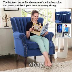 Orthopefic Wing Back Accent Chair Fabric Button Fireside Occasional Armchair