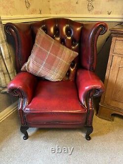 Ox Blood Wing Back Fireside Chesterfied Chair