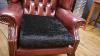 Oxblood Red Leather Queen Anne Wing Back Chesterfield Armchair
