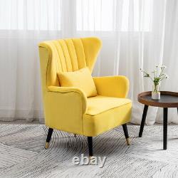 Oyster Velvet Armchair Scalloped Wing Back Tub Chair Lounge Fireside Sofa Yellow